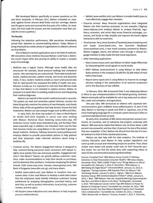 Case 2.2 IBM's Watson The Problem Computer