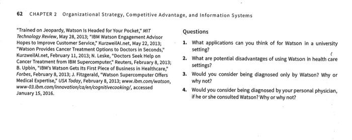 Case 2.2 IBM's Watson The Problem Computer
