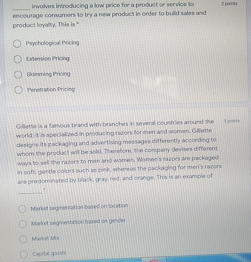 2 points involves introducing a low price for a