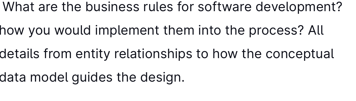 What are the business rules for software