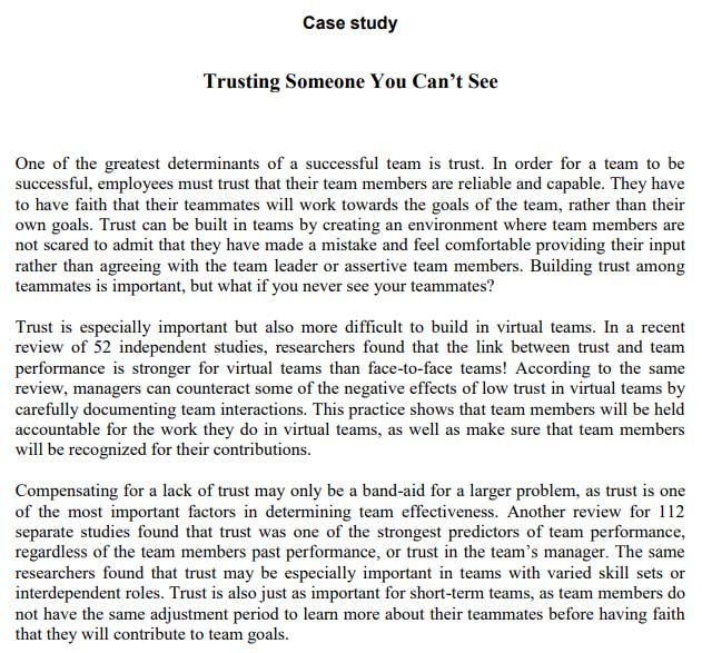 Required Question: Case study Trusting Someone