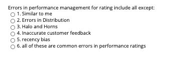 Errors in performance management for rating