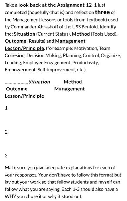 please answer everything Take a look back at the