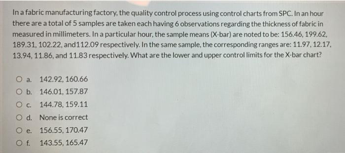 In a fabric manufacturing factory, the quality