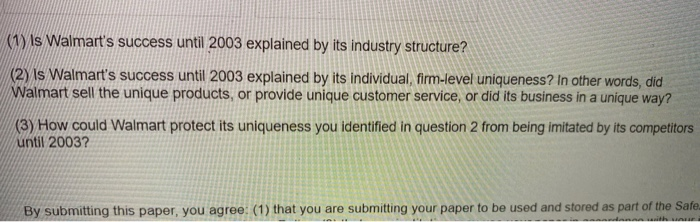 (1) is Walmart's success until 2003 explained by