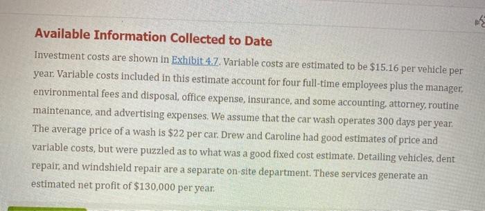 *Make assumptions if needed and put a clear table