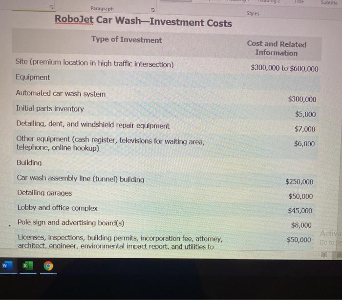*Make assumptions if needed and put a clear table