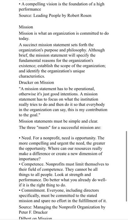 Read the document attached "Thoughts on Vision