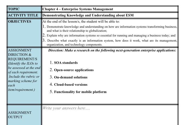 TOPIC Chapter 4 - Enterprise Systems Management