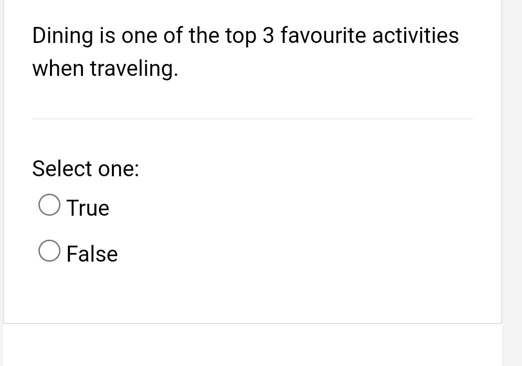 Dining is one of the top 3 favourite activities