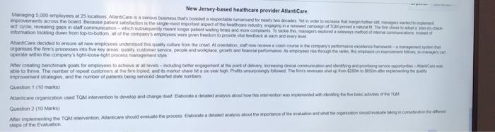 Atlanticare organization used TQM intervention to
