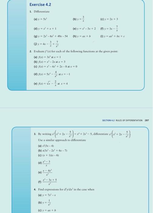 1. Differentiate (a) y=5x2 (b) y=x3 (c) y=2x+3