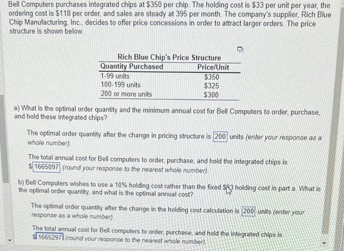 ignore the wrong answers Bell Computers purchases
