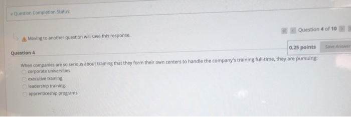 Question Completion Status: Question 4 of 10