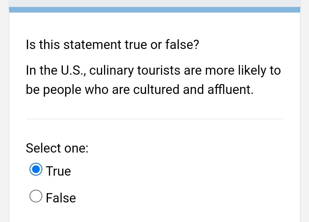 Is this statement true or false? In the U.S.,