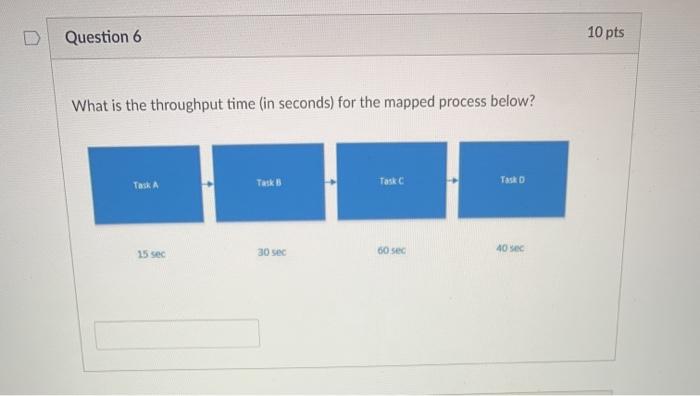D Question 6 10 pts What is the throughput time