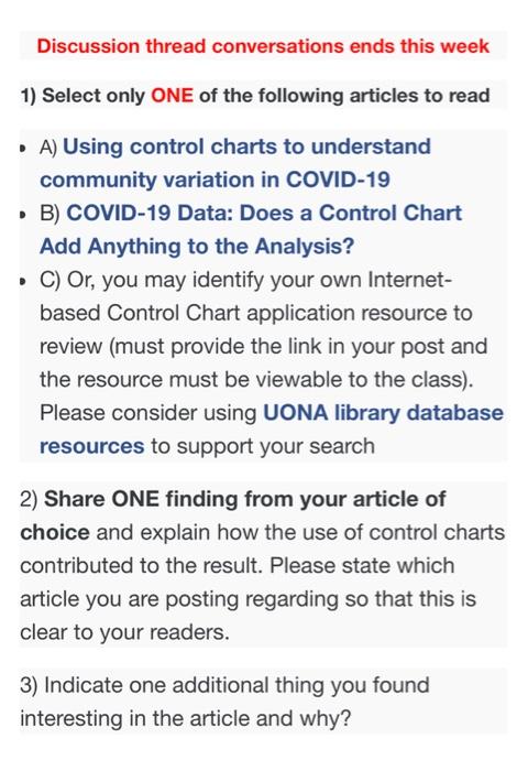 Discussion thread conversations ends this week 1)