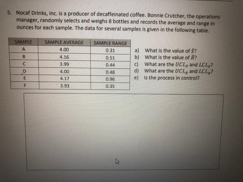 Please show how you got answers! 5. Nocaf Drinks,