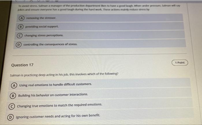 solve the 2qustions Yo avoid stress. Saman a