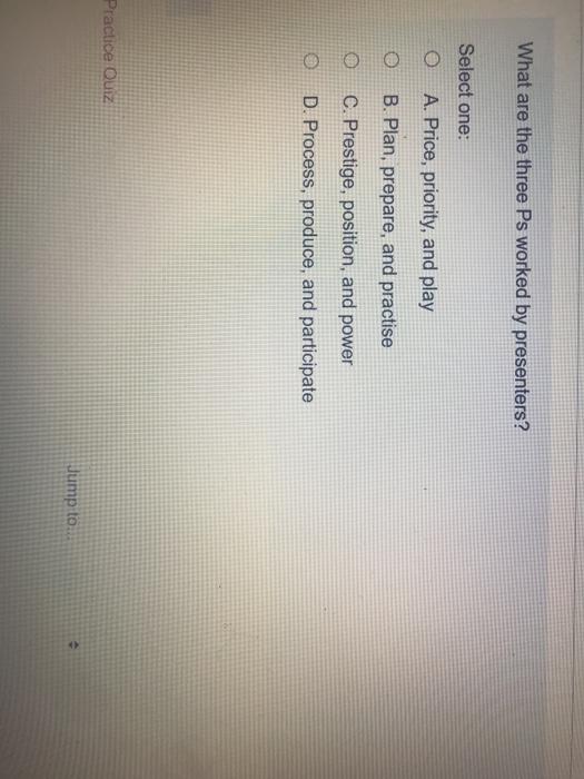 What are the three Ps worked by presenters?