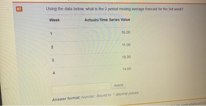 #6 Using the data below, what is the value of