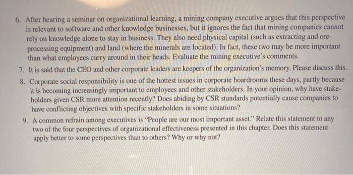 6. After hearing a seminar on organizational