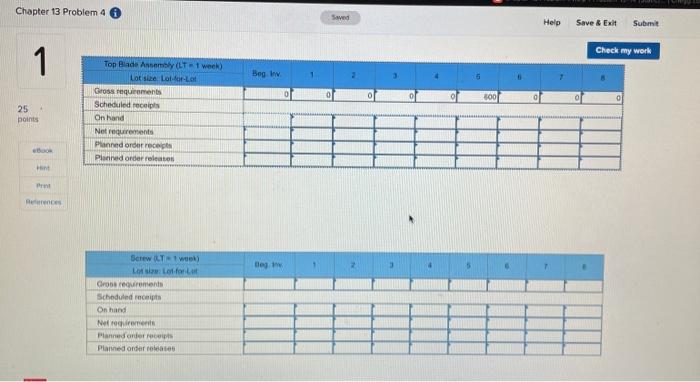 Check my work 1 Problem 13-14 (Static) 25 points