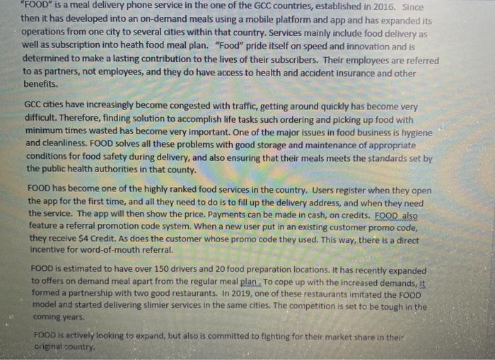 "FOOD" is a meal delivery phone service in the