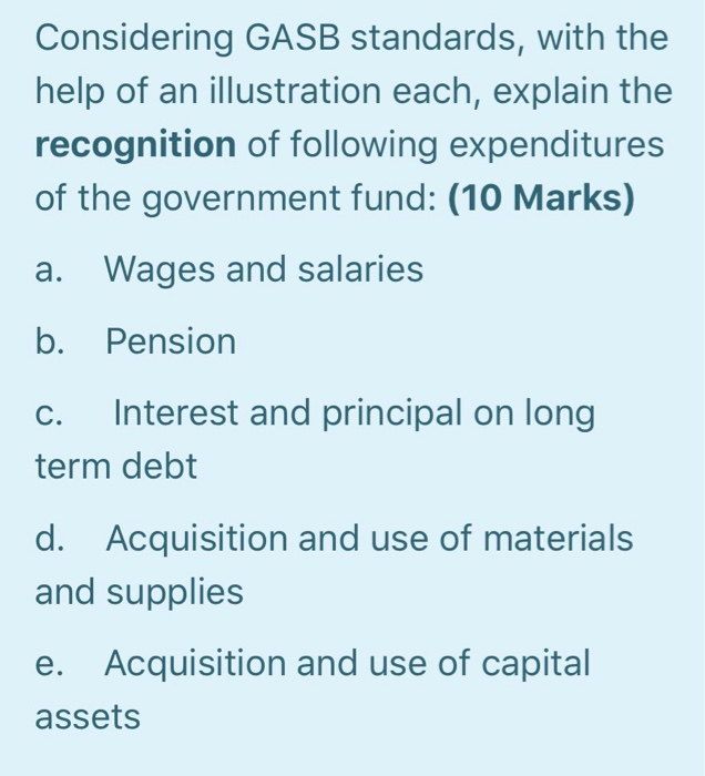 Considering GASB standards, with the help of an