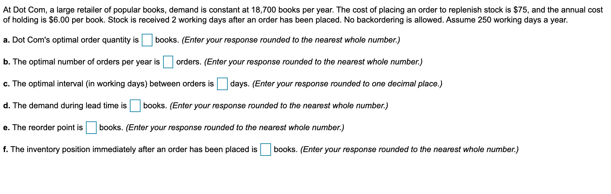 At Dot Com, a large retailer of popular books,