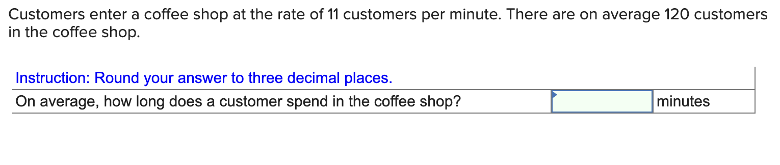 Customers enter a coffee shop at the rate of 11