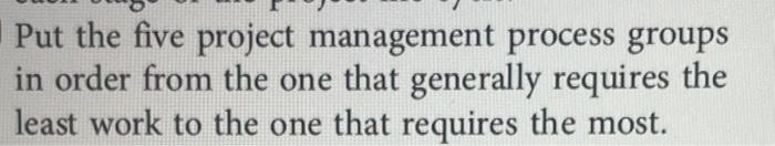 Put the five project management process groups in