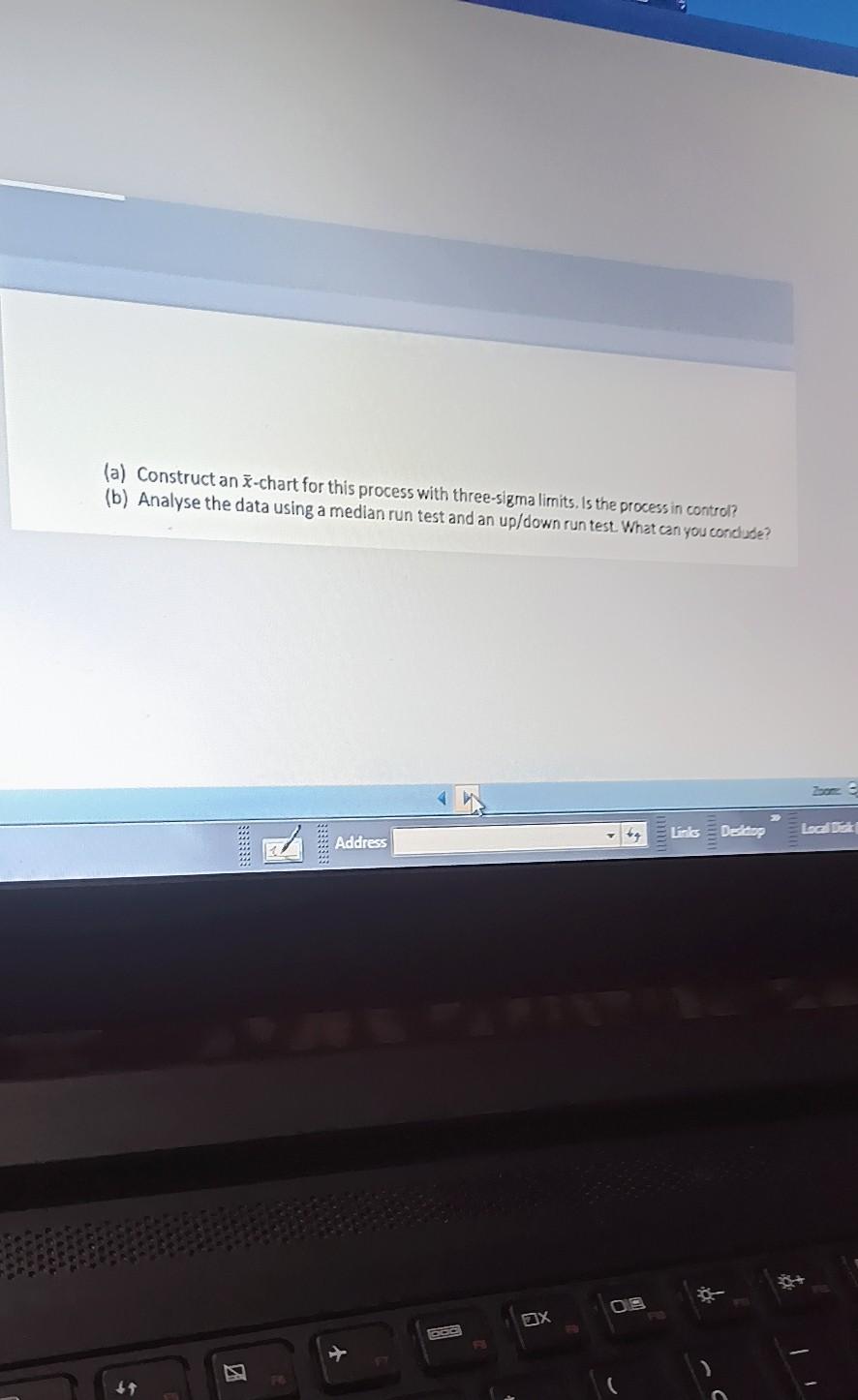 nj (a) Construct an X-chart for this process with