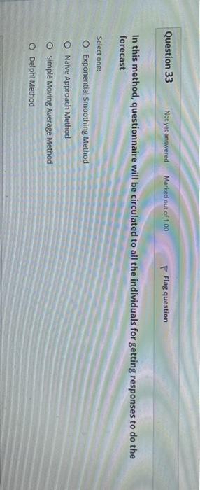 Question 33 Not yet answered Marked out of 1.00 P