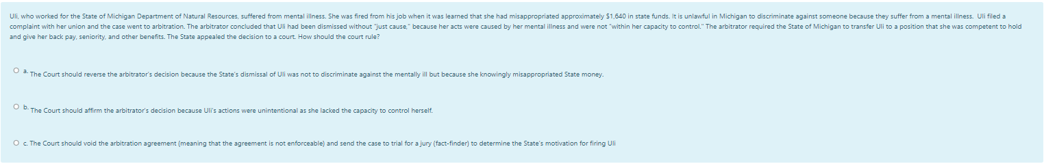 Uli, who worked for the State of Michigan