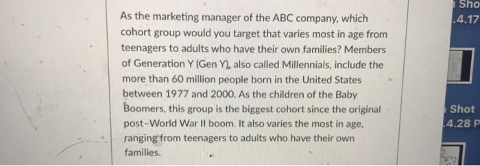 Sho .4.17 ] As the marketing manager of the ABC