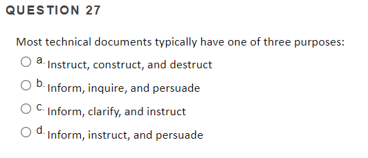 QUESTION 27 Most technical documents typically