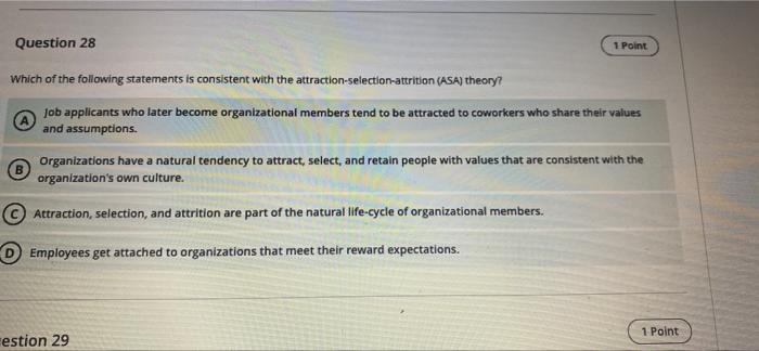 Question 28 1 Point Which of the following