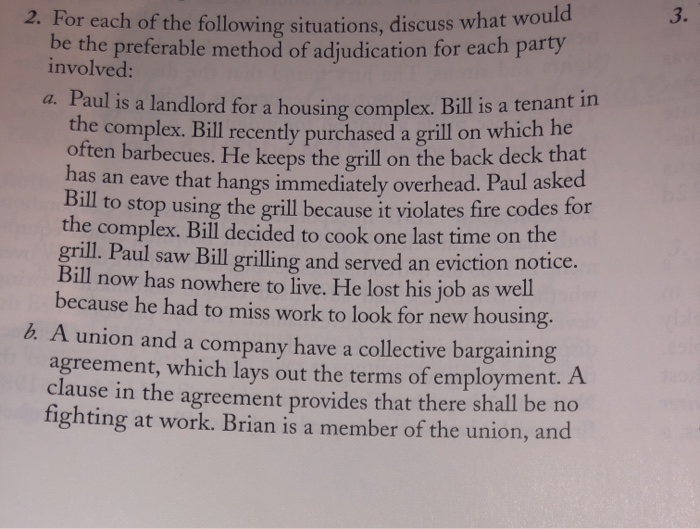 2. For each of the following situations, discuss