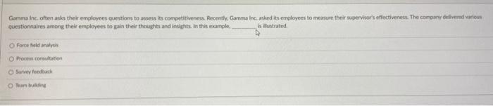 Gamma Inc. often asks their employees questions