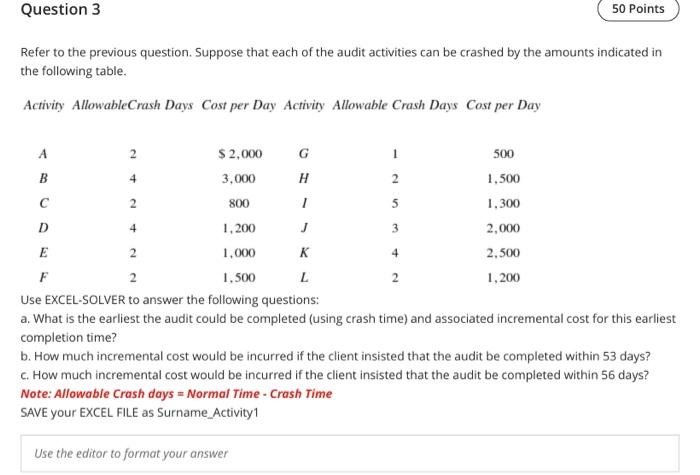 answers in excel. complete formula and steps