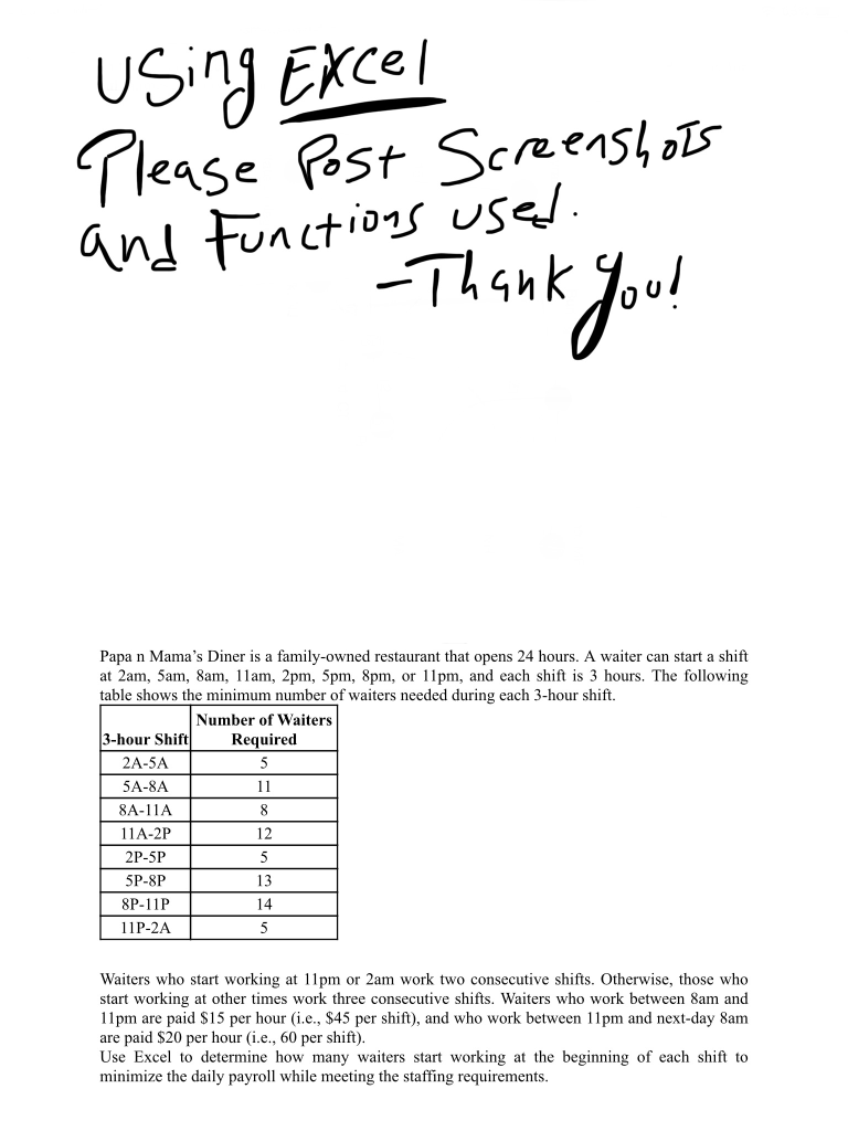 Using Excel Please Post Screenshots and Functions