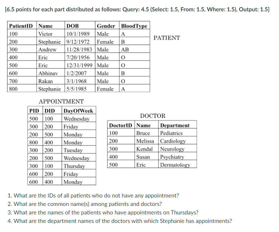 [6.5 points for each part distributed as follows: