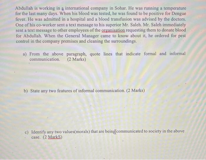 Answer as soon as possible please Abdullah is