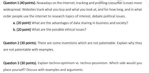 please I need help, please! Question 1(40