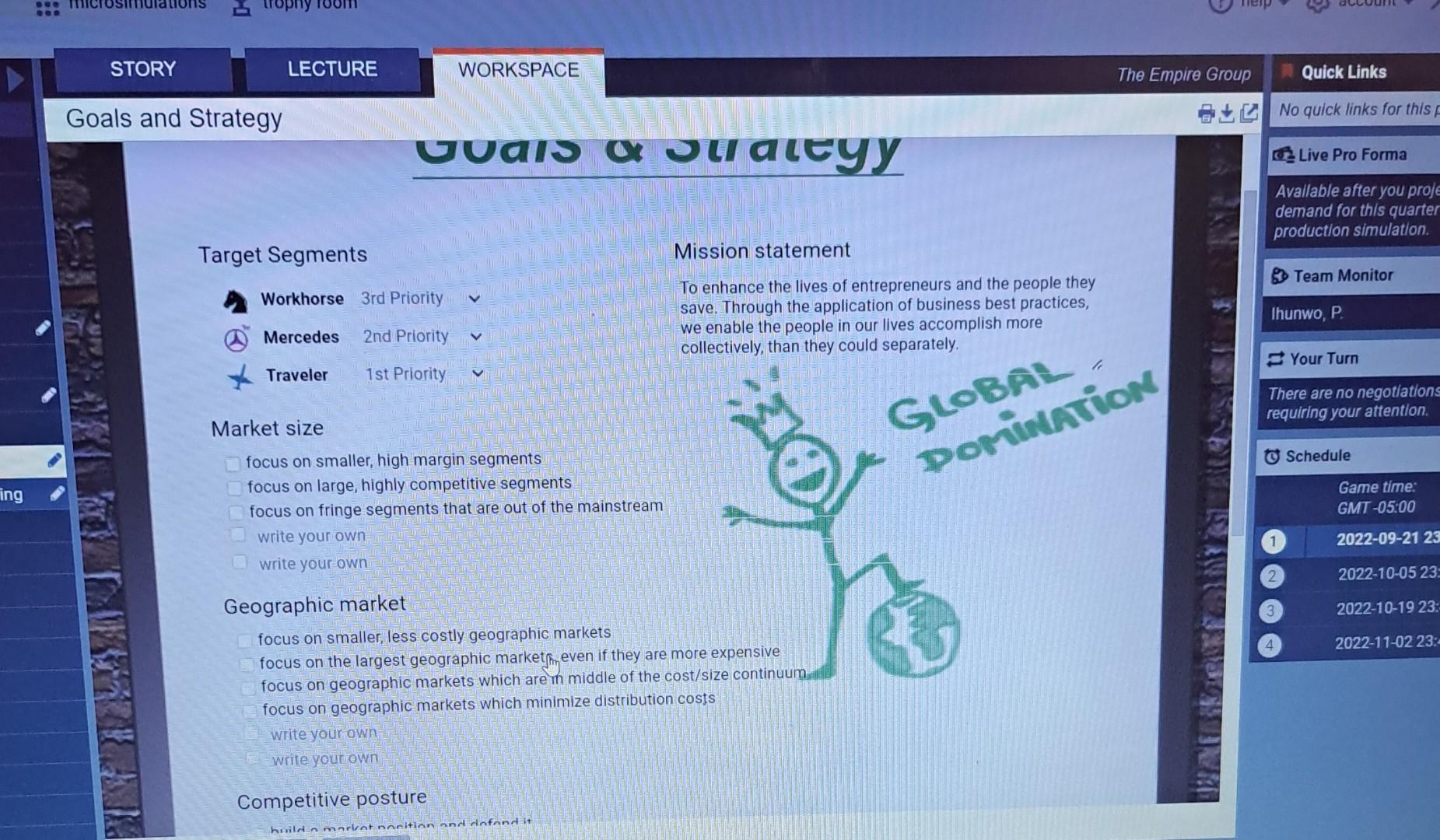 Target Segments Mission statement Market size