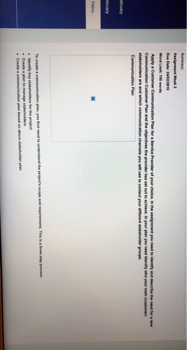 Summary: Assignment Week 3 Due Date: 24/02/2010