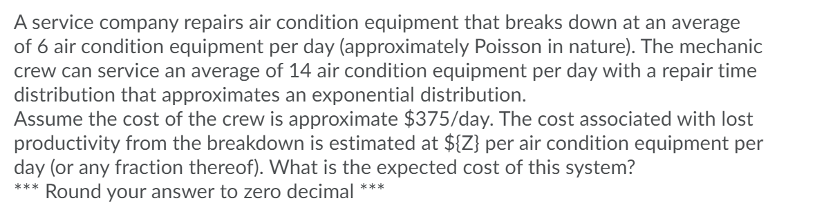 A service company repairs air condition equipment
