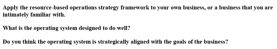 Apply the resource-based operations strategy