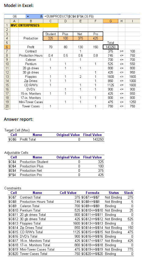 1. COMPUTER PRODUCTION. MVC Enterprises can